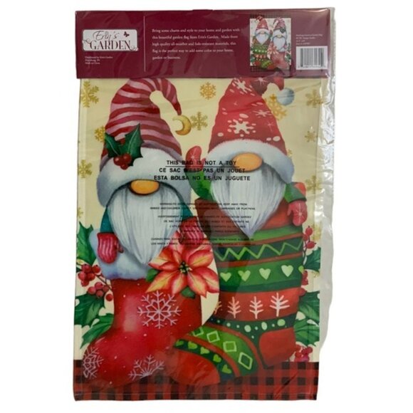 Christmas Garden Gnome Flag Holiday Stockings Vertical 12.5 in X 18 in Colorful - Picture 11 of 15